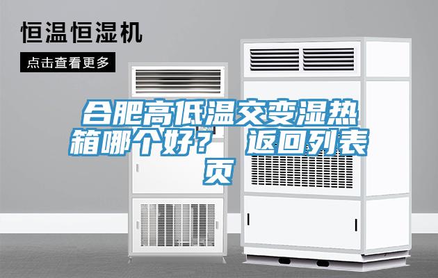 合肥高低溫交變濕熱箱哪個好？ 返回列表頁